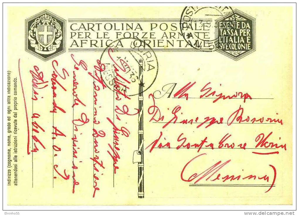 1936 Colonie Italiane Etiopia - Annullo PM 55 Quartier Generale Divisione Sabauda - Aethiopien