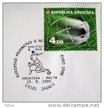 1999 CROATIA CANCELATION ON COVER CROATIA - MALTA MATCH SOCCER FOOTBALL FUSSBALL - Eurocopa (UEFA)