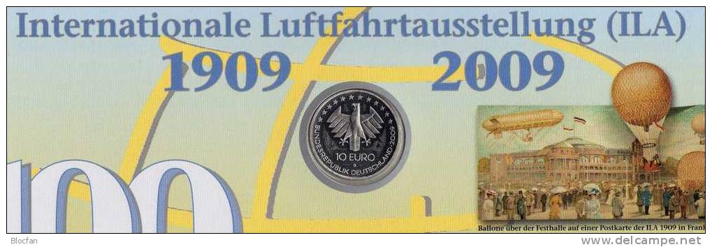 Luft-/Raumfahrt Numisblatt 3/2009 SST Deutschland mit 10-KB+ 2740 ** 31€ Plakat ILA Frankfurt Zeppelin sheetlet Germany