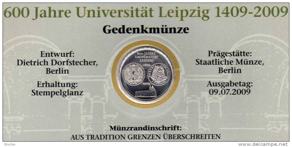 Universität Leipzig Numisblatt 4/2009 SST Mit Deutschland 10-KB+ 2745 ** 31€ Augustus-Platz Uni-Gebäude Sheetlet Germany - Fysica