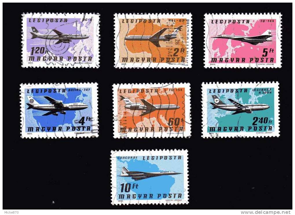 Hongrie Poste Aérienne N°392 à 398 Oblitéré Avions Concorde, Tu 144 Boeing 747 - Used Stamps