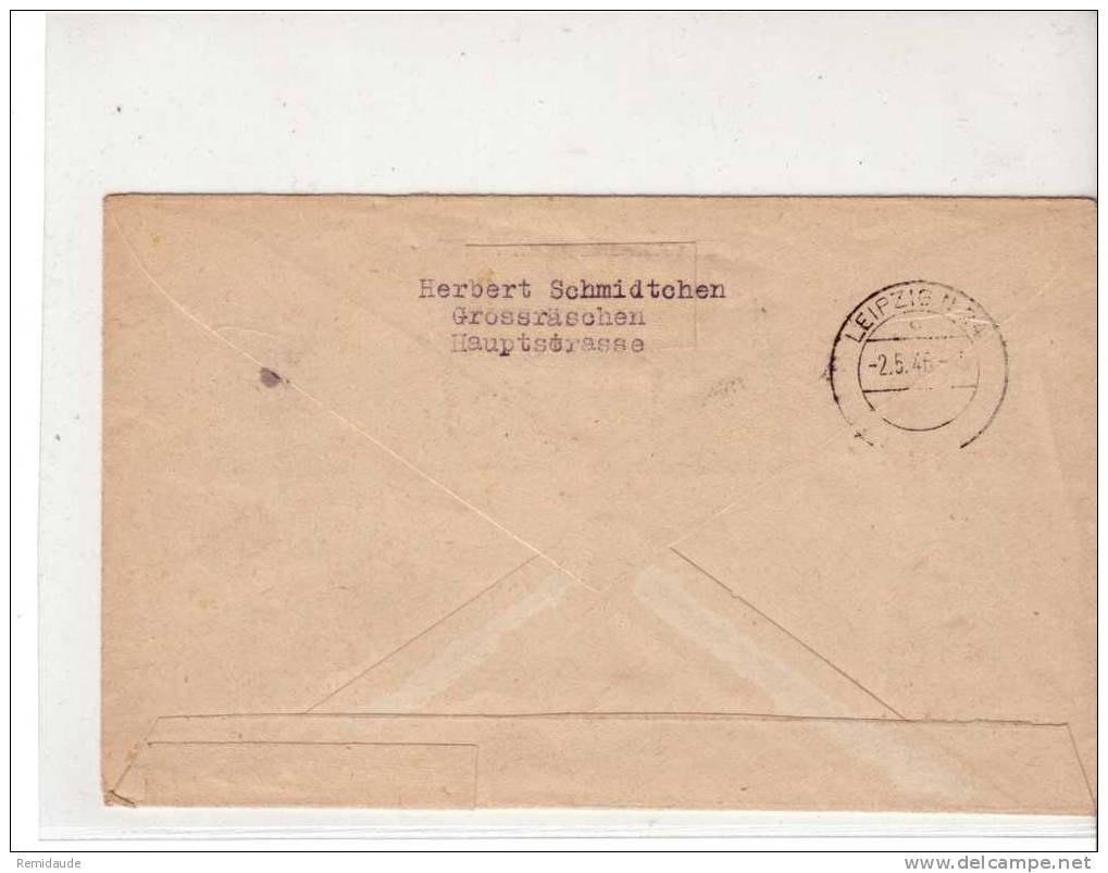 ZONE SOVIETIQUE - EMISSIONS LOCALES - 1945 - STADT GROSSRÄSCHEN - LETTRE RECOMMANDEE - Storia Postale