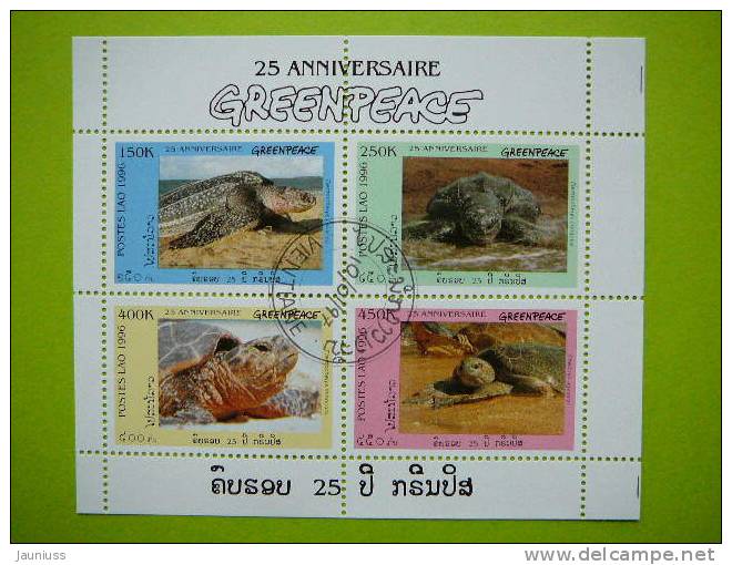 Lao 1996 Reptiles Turtles Fishes S/s #Laos - Tortues