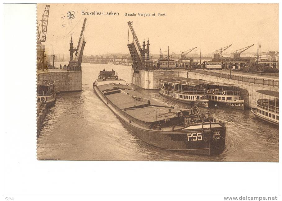 Cpa Bruxelles Laeken Bassin Vergote Et Pont - Hafenwesen