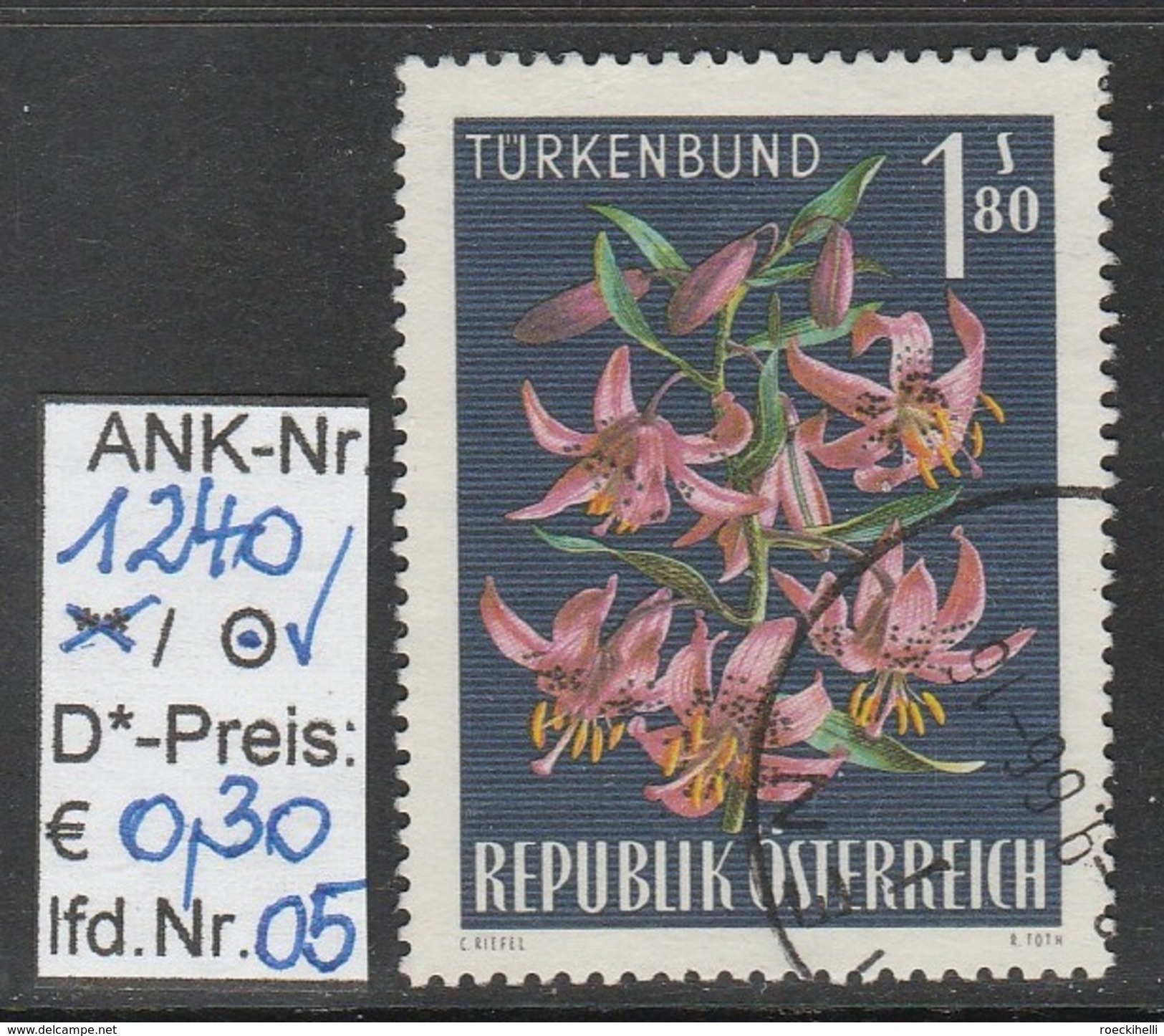 17.8.1966  -  SM A. Satz  "Alpenblumen - Türkenbund" -  O  Gestempelt  - Siehe Scan  (1240o 01-06) - Gebruikt