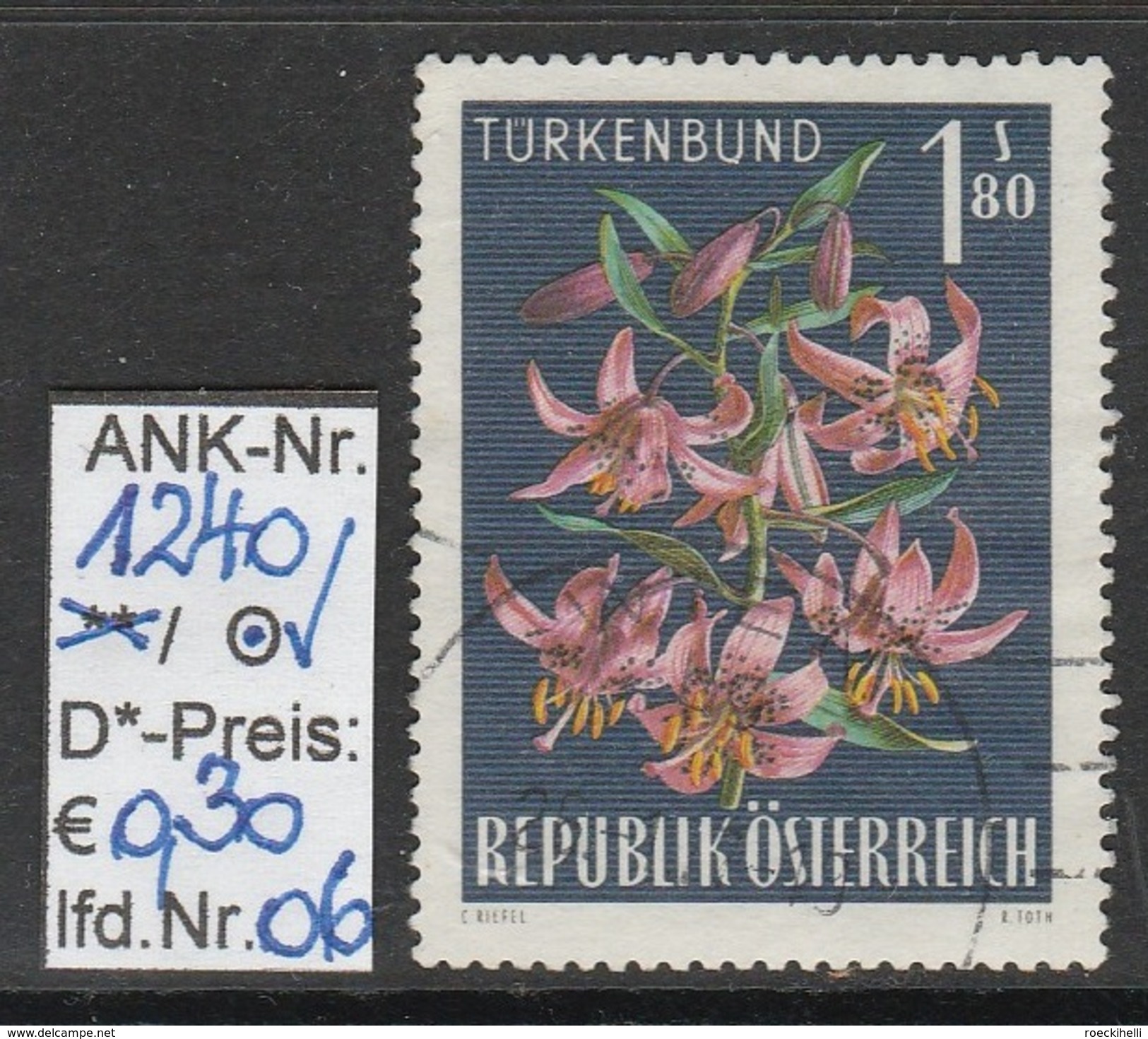 17.8.1966  -  SM A. Satz  "Alpenblumen - Türkenbund" -  O  Gestempelt  - Siehe Scan  (1240o 01-06) - Gebruikt