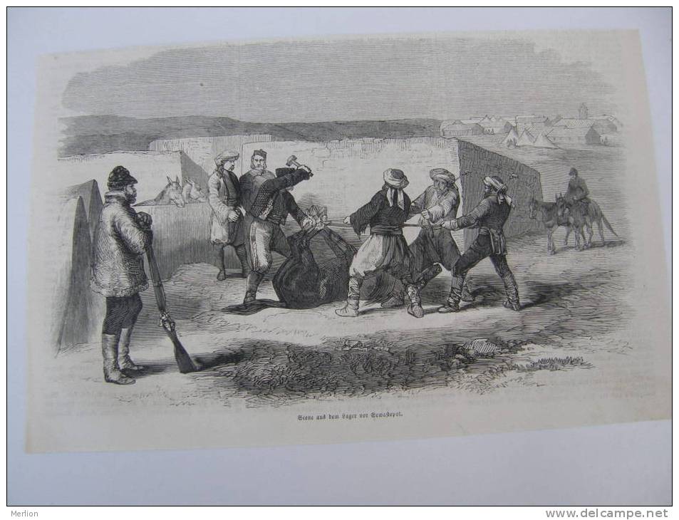 Scene Aus Dem Lager - Sewastopol -Russia -  Wood Engraving  1856 J339.5 - Estampes & Gravures