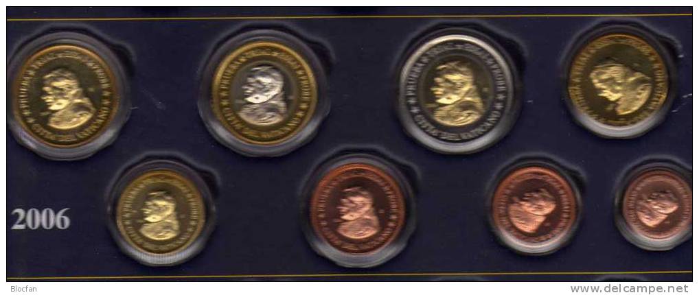 Probe - Satz 2006 Papst Benedikt Komplett 8 Münzen Prägefrisch 70€ In Münzdosen Und Folder - Vaticano (Ciudad Del)