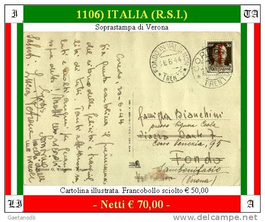 Fondo In Val Di Non 01106 (R.S.I.) - Affrancatura 30 Centesimi: Tariffa Lettera Aperta. - Marcophilie