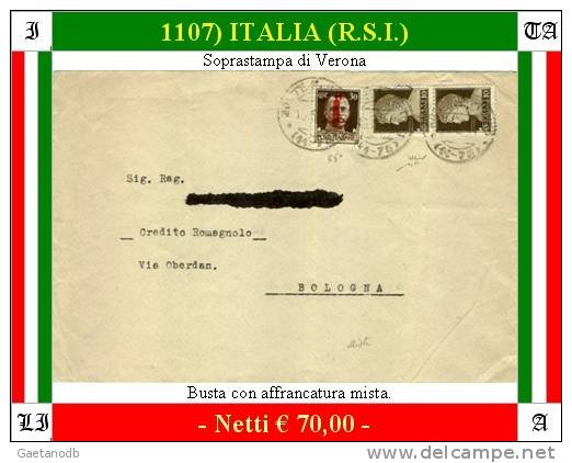 Monte San Pietro 01107 (R.S.I.) - Soprastampa Di Varona - G, Chiavarello - - Storia Postale