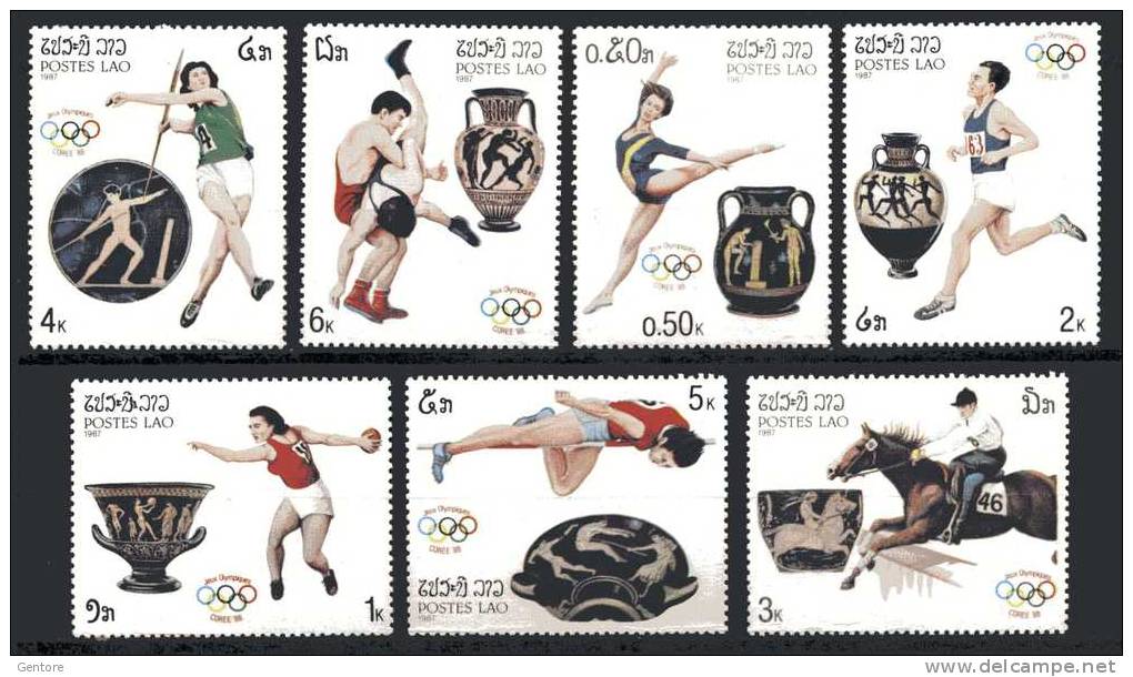 1987 LAOS Olympic Games Seoul  Cpl Set Of 7 Yvert Cat N° 763/69   Perfect MNH** - Zomer 1988: Seoel