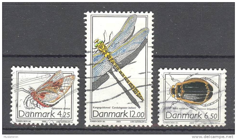 Denmark 2003 Mi. 1338-40 Seltene Insekten Rare Insects Dragonfly - Oblitérés