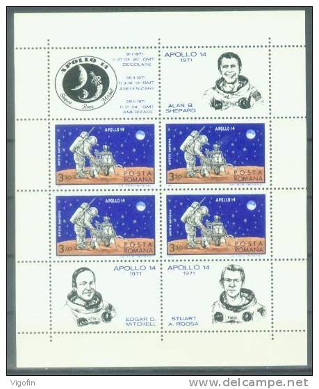 RO 1971 APOLLO 14, ROMANIA, S/S, MNH - Europe