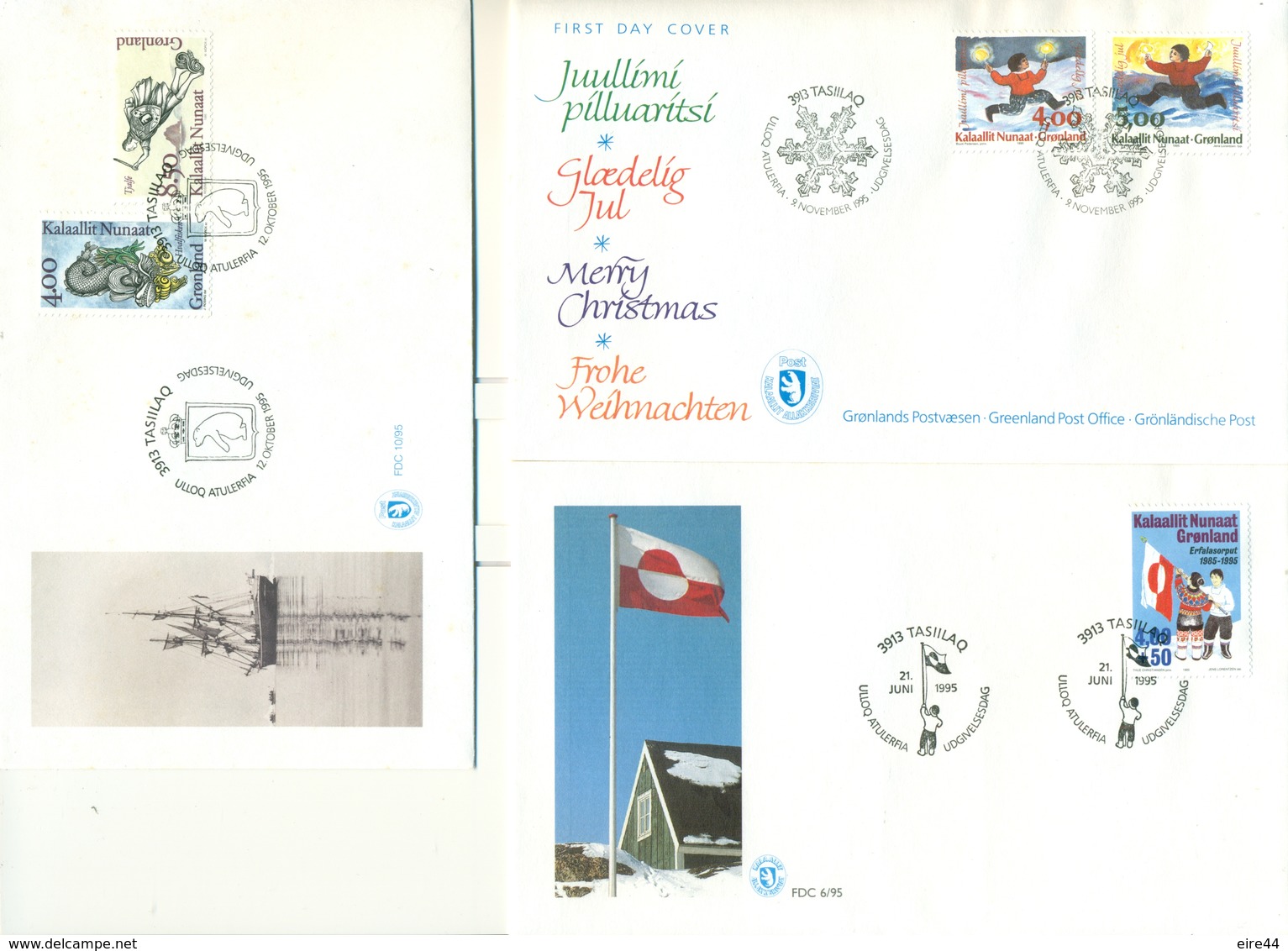 Greenland 1995 7 FDC Christmas United Nations Europa Training College - FDC