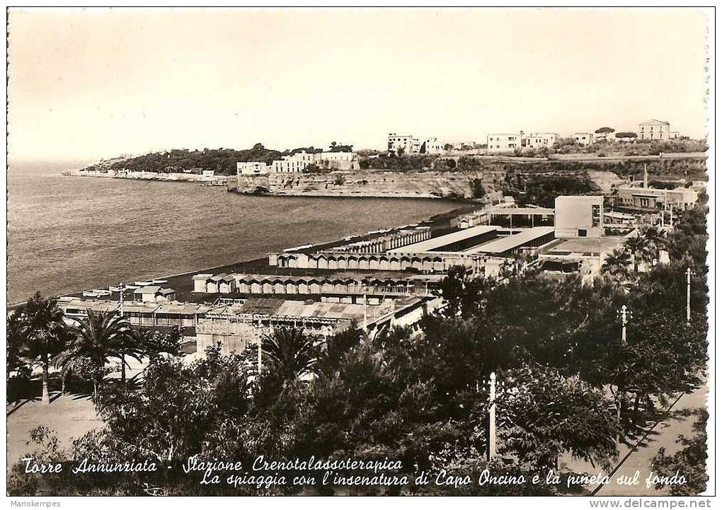 TORRE ANNUNZIATA - Stazione Crenotalassoterapica - La Spiaggia Con L´insenatura Di Capo Oncino E La Pineta - Torre Annunziata