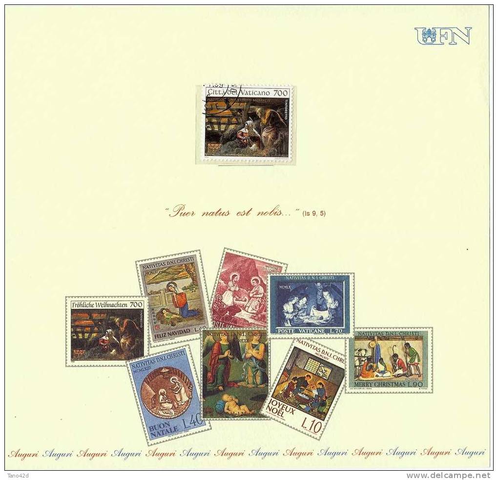 REF LIT9/GAL/VAT - ENCART POUR LES VOEUX DE NOEL 1994 INCLUANT UN TIMBRE OBLITERE ET LA REPRODUCTION DE TIMBRES DE NOEL - Abarten