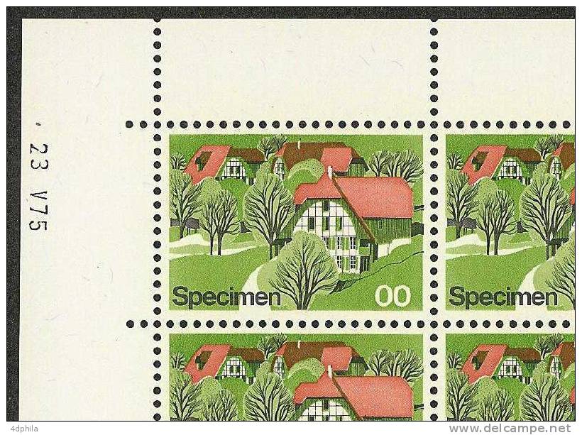 SWITZERLAND 1975 Farmhouses — Sheet Of 25 Dummy Stamps - Specimen Essay Proof Trial Prueba Probedruck Test - Abarten