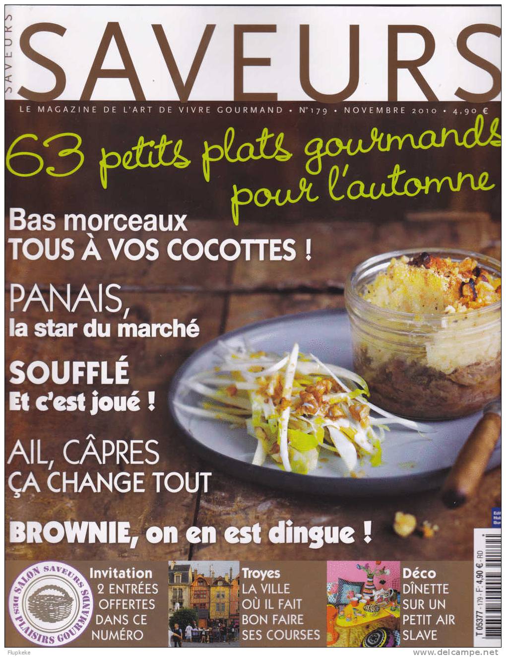 Saveurs 179 Novembre 2010 Panais La Star Du Marché Soufflé Ail Câpres Brownie Troyes - Cuisine & Vins