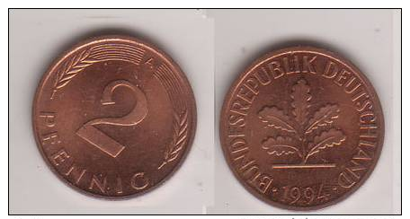 BRD , 2 Pfennig , Jäger 381a , 1994 A - 2 Pfennig