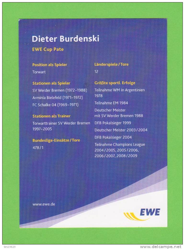 Dieter Burdenski - (TR57)  Original Unterschrift - - Sportsmen
