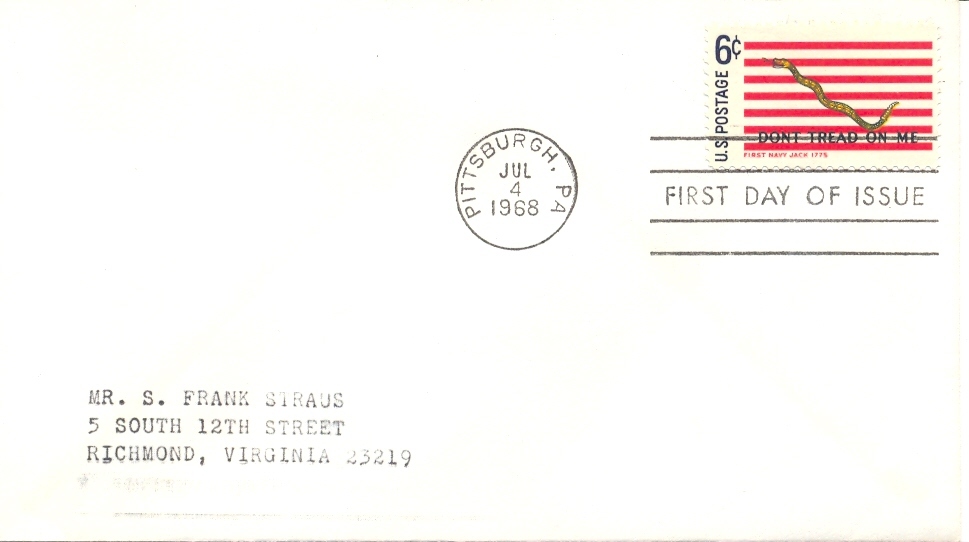 USA 1968 FDC Historic Flag First Navy Jack - Covers