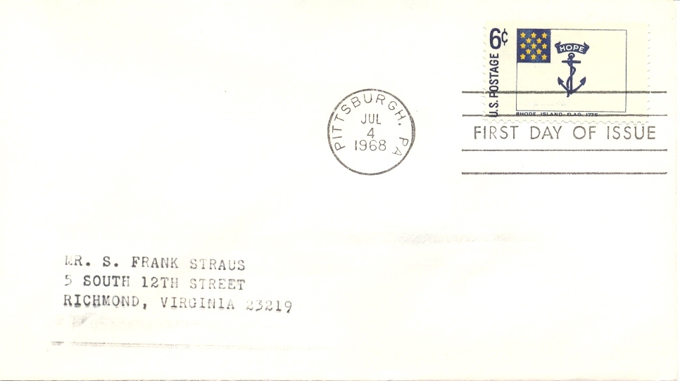 USA 1968 FDC Historic Flag Rhode Island - Covers