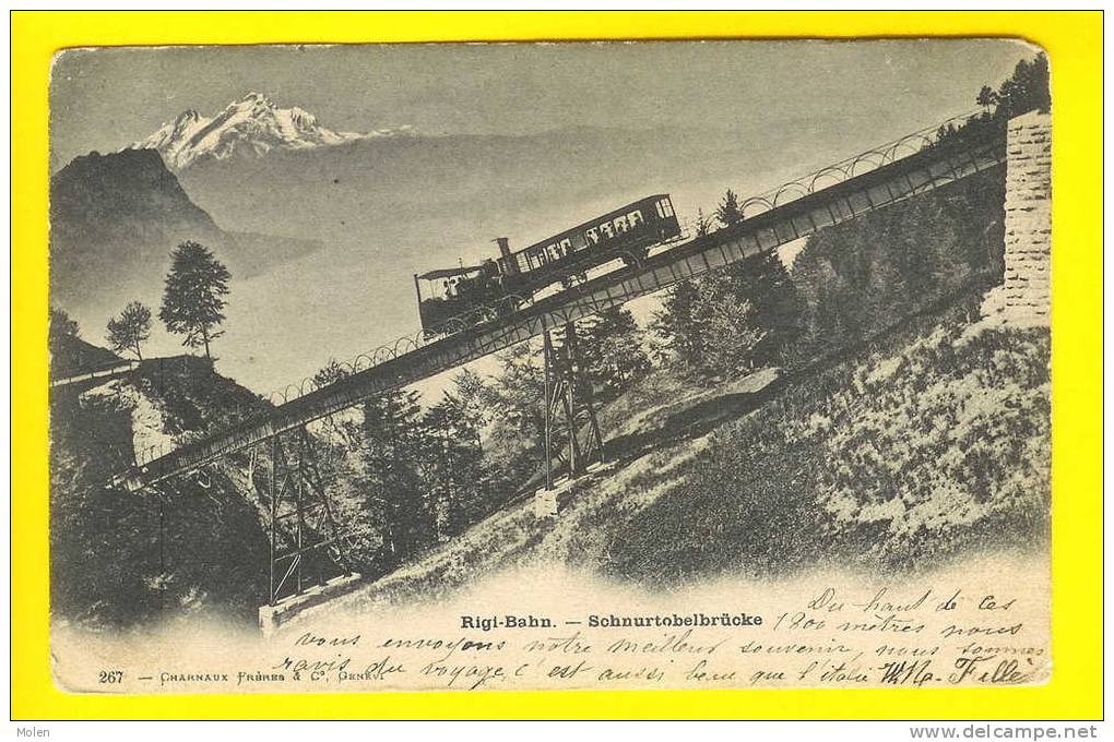 RIGI-BAHN 1904 SCHNURTOBELBRÜCKE FUNICULAIRE SUISSE VITZNAU ARTH LUZERN Train Trein Zug Treno Comboio Tren Railway 382 - Funiculaires