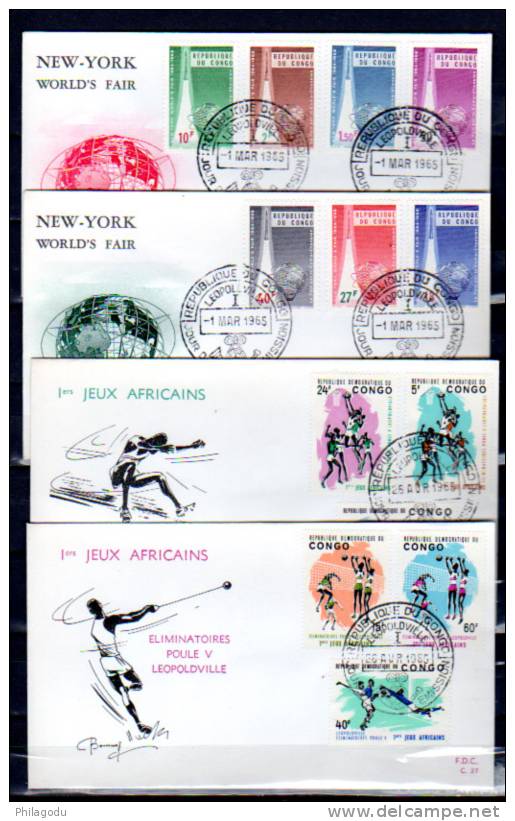 R. D.Congo 1963-67, 14 FDC, Foire New York, Nouvelle Constitution, Palais De La Nation - FDC