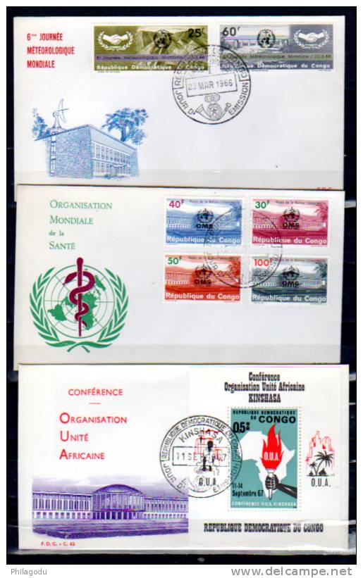 R. D.Congo 1963-67, 14 FDC, Foire New York, Nouvelle Constitution, Palais De La Nation - FDC