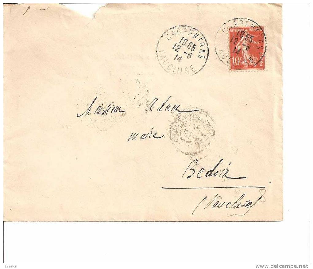 (8) Lettre De CARPENTRAS Avec 138 - 1906-38 Semeuse Camée