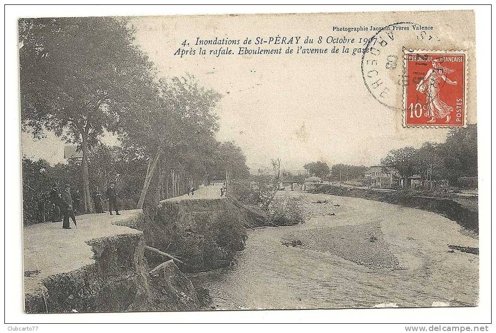 Saint-Péray (07) : Eboulement De L'Avenue De La Gare Env 1907 (animée) RARE. - Saint Péray