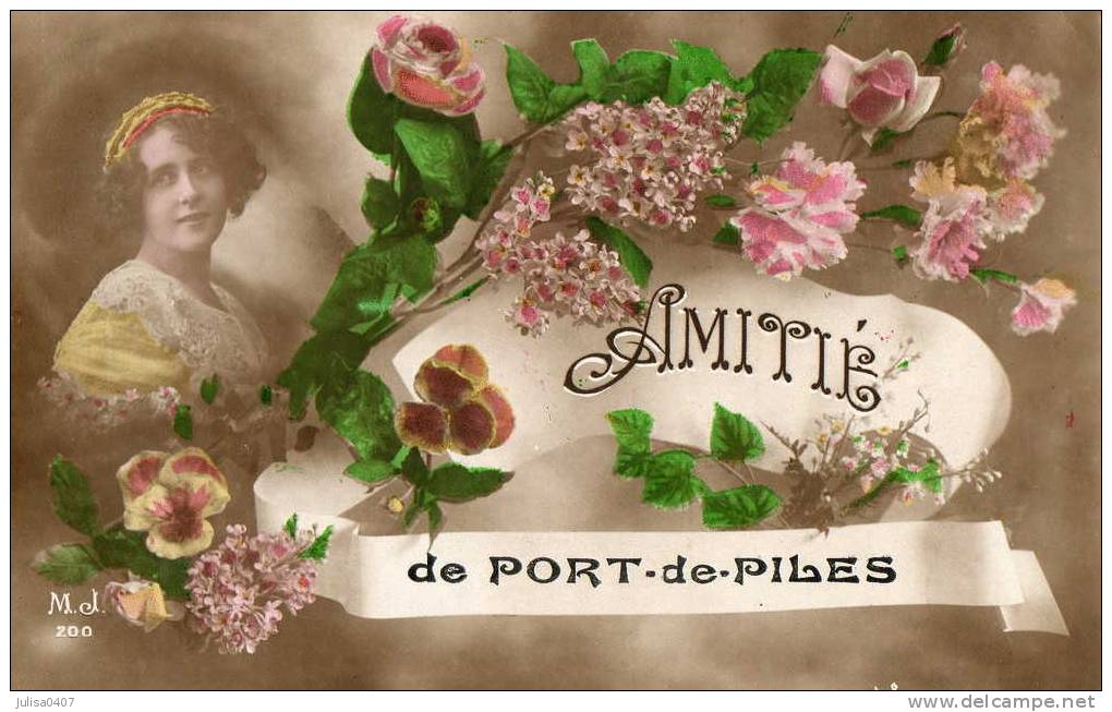 PORT DE PILES (86) Carte Fantaisie Amitié De - Other & Unclassified