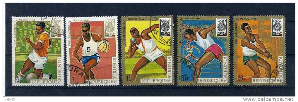 - BURUNDI . SUITE DE TIMBRES SUR LES J.O. DE MEXICO 1968 . OBLITERES AVEC GOMME - Gebruikt