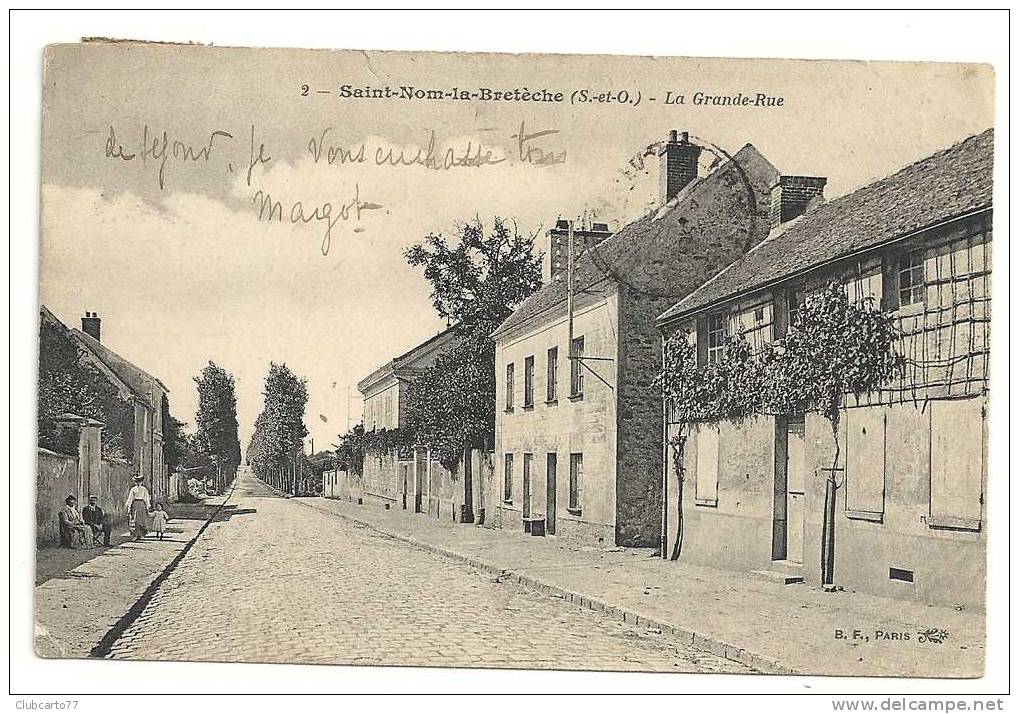 Saint-Nom-la-Bretéche (78)  : La Grande Rue Env 1908 (animée). - St. Nom La Breteche