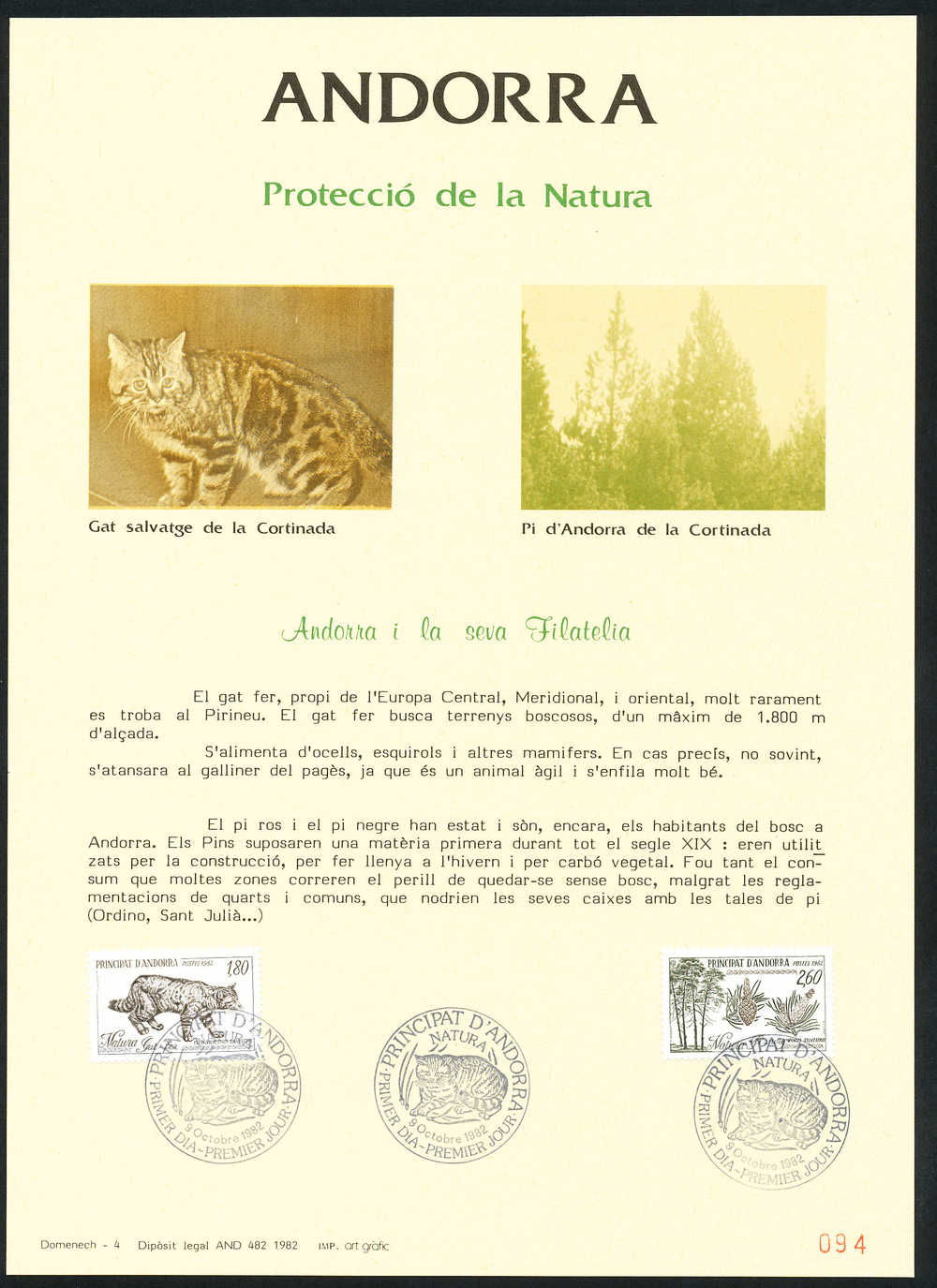 PROTECCION DE LA NATURALEZA  1982  Yvert 306-307 - FDC