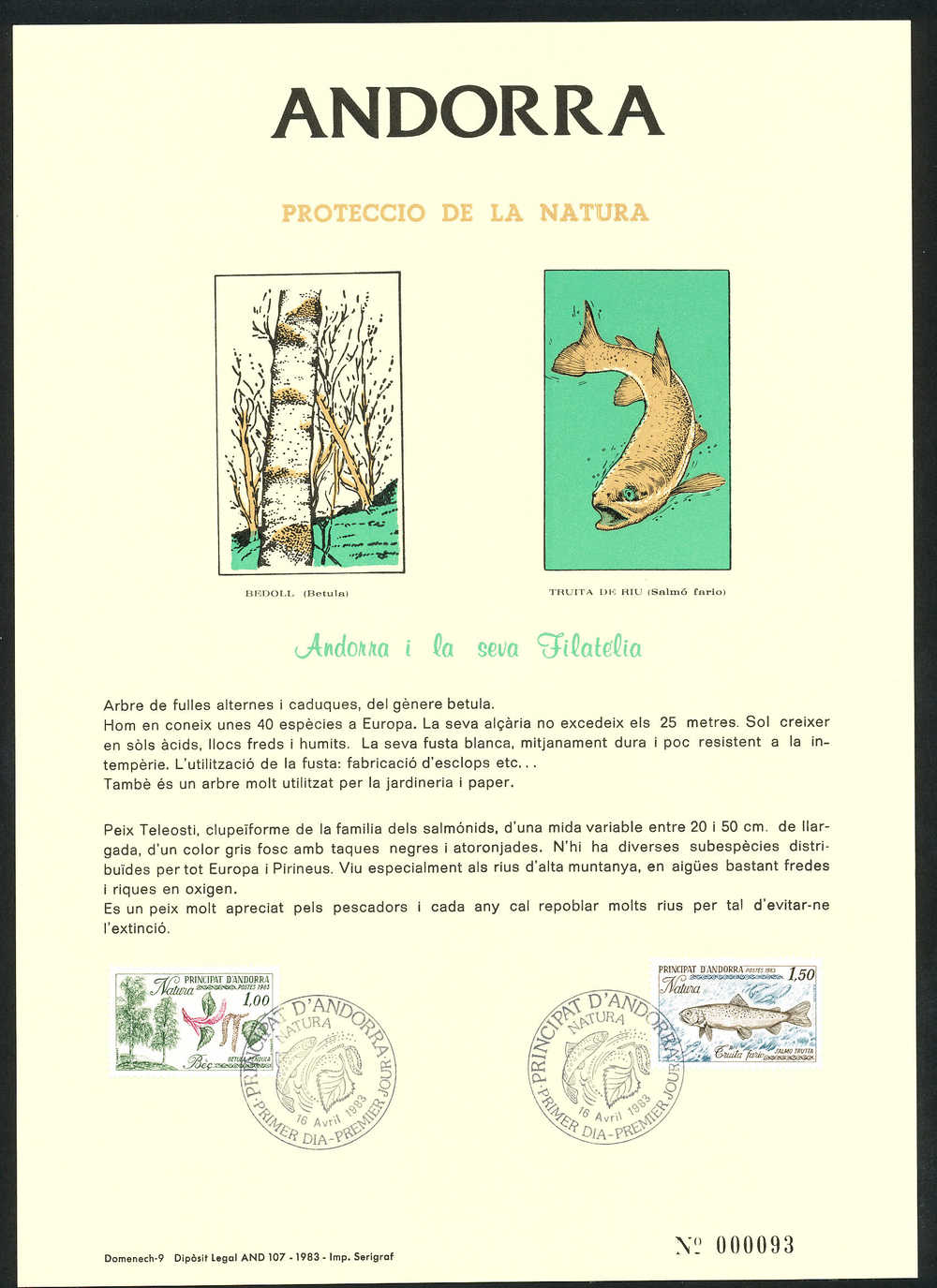 PROTECCION DE LA NATURALEZA  1983   Yvert 311-312 - FDC