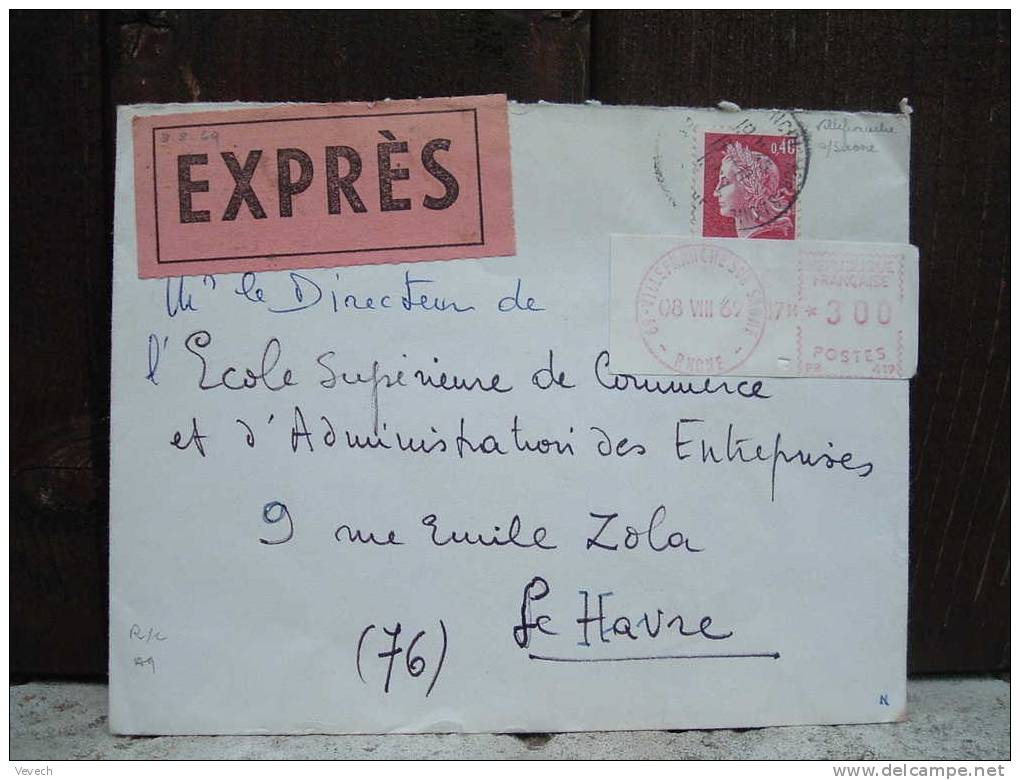 LETTRE PAR EXPRES AVEC MARIANNE DE CHEFFER N°1536B RARE - 1967-1970 Marianne Van Cheffer