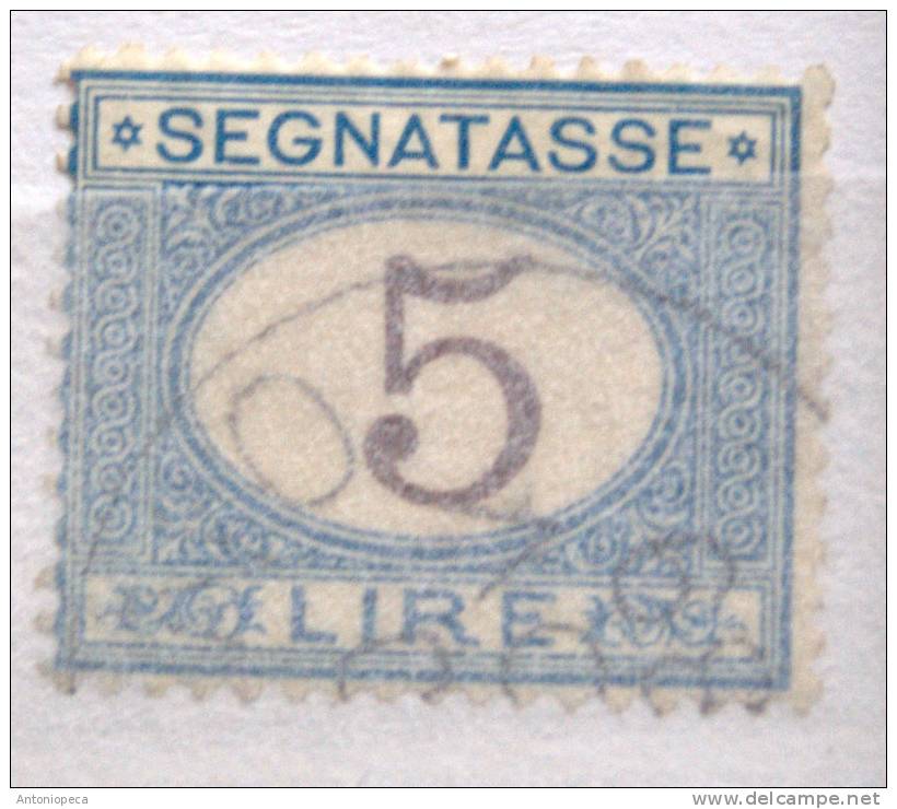 ITALY 1870 - 94 SEGNATASSE LIRE 5 USED VF - Taxe