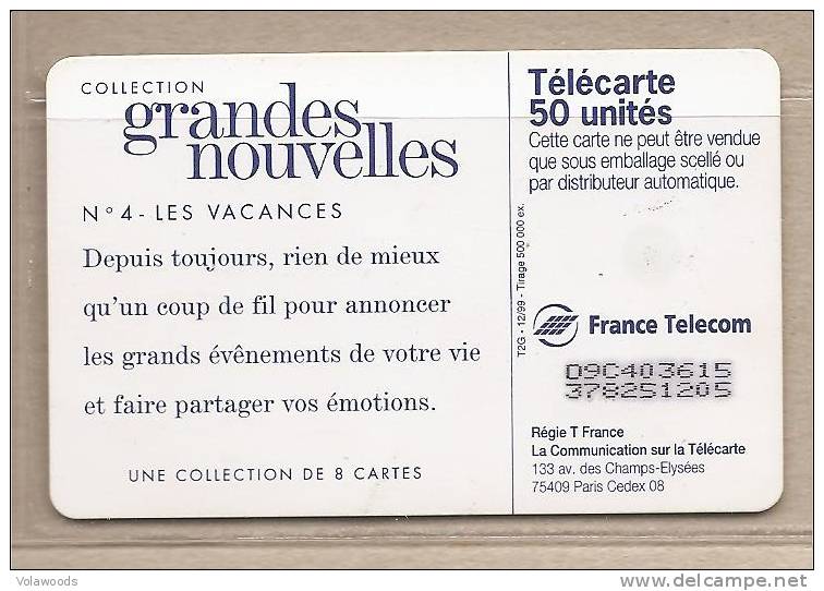 Francia -Scheda Telefonica Circolata Da 50 Unità: Le Vacanze - 1999