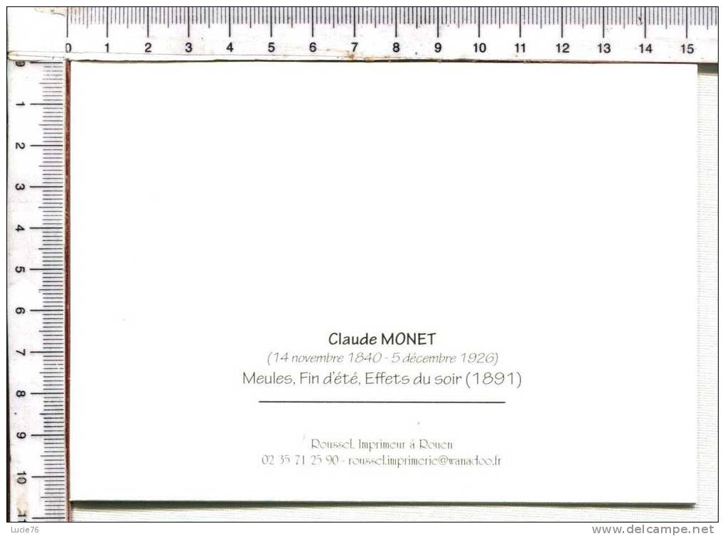 MEULES, FIN D´ETE, EFFETS DU SOIR - 1891 -  Claude Monet - 1840-1926  -  Carte Double - Peintures & Tableaux
