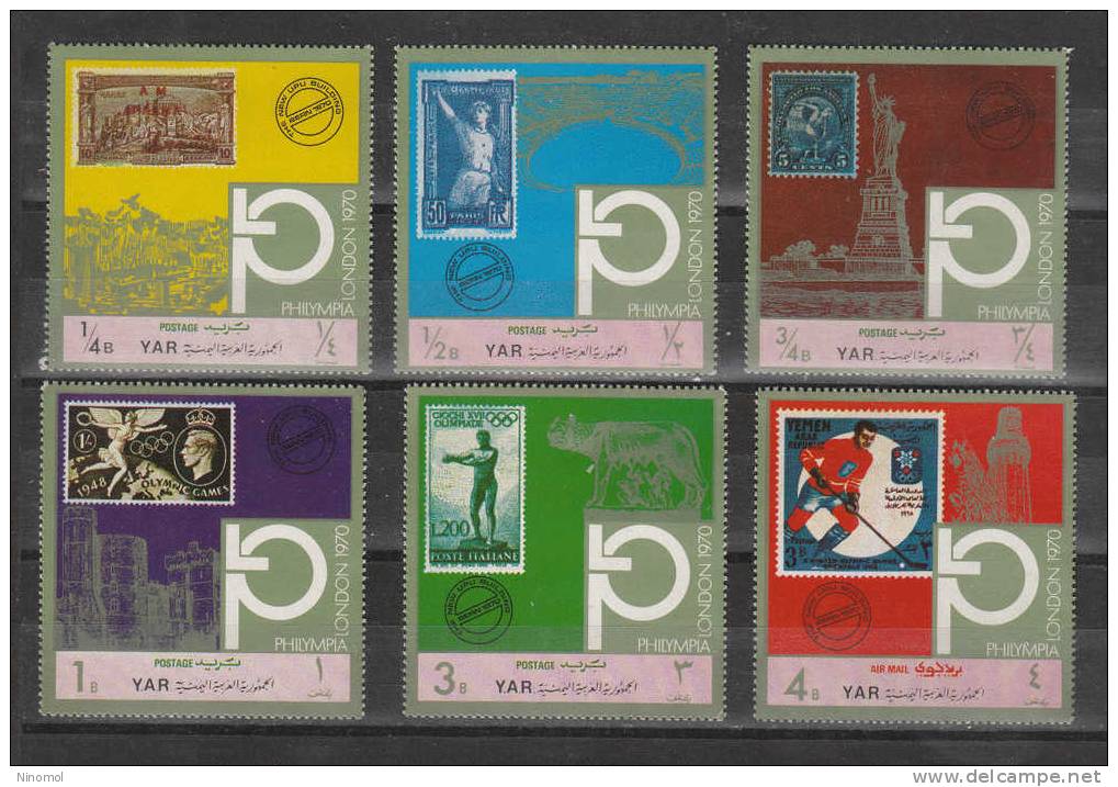 Yemen  Arab Rep.   -  1970.  Expo Philympia.  Francobolli  Sportivi  Su  Francobolli".  Complete Series MNH - Hockey (sur Glace)