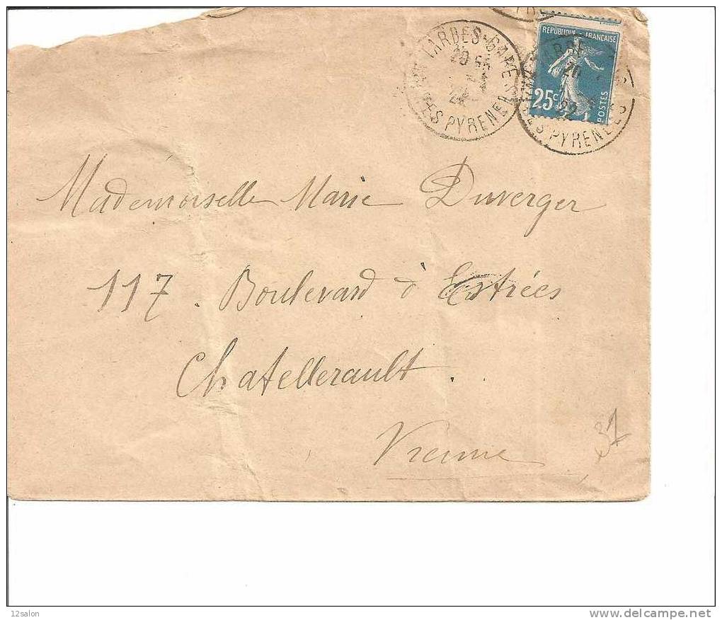 (31) Lettre De TARBE GARE Avec 140 PICAGE A CHEVAL - 1906-38 Semeuse Camée