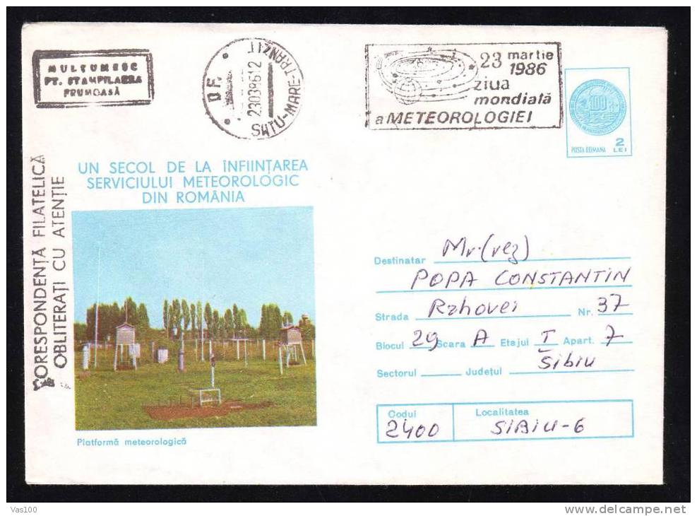 1986 DAY METEOROLOGY,rare POSTMARK,STATIONERY COVER ENTIER POSTAUX,code;228/84 - Climate & Meteorology