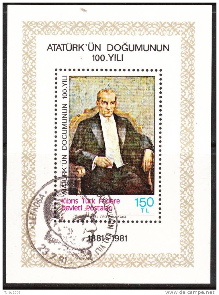 CYPRUS Turkish 1981 100 Years Atatürk Sheet 150 L Mi. B 2 - Usados