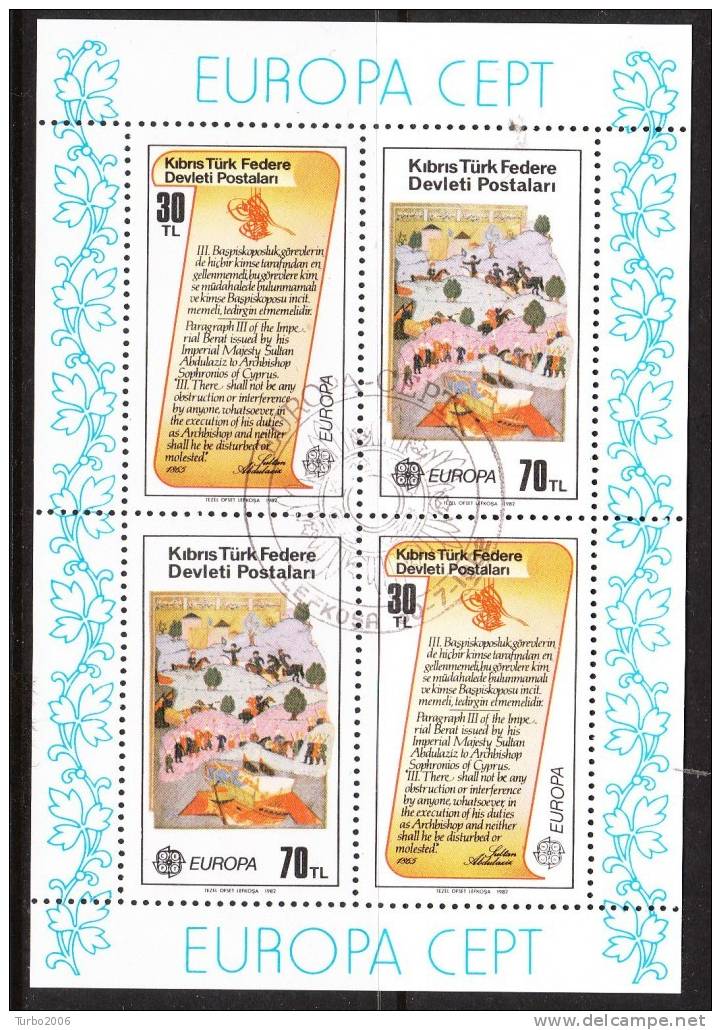 CYPRUS Turkish 1982 Historical Events  Sheet  Mi. B 3 - Used Stamps