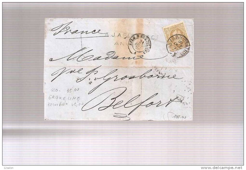 Lettre De ANVERS Pour La France + BELG AMB ERQU..... - Railway Post