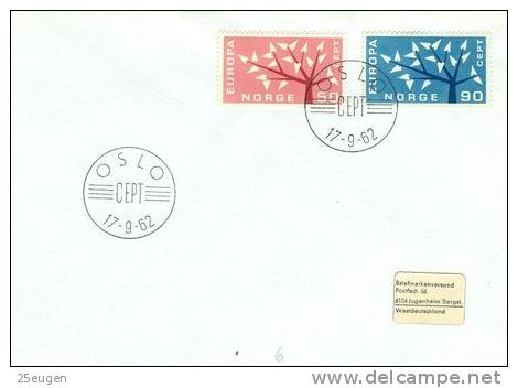 NORWAY 1962 EUROPA CEPT FDC - 1962