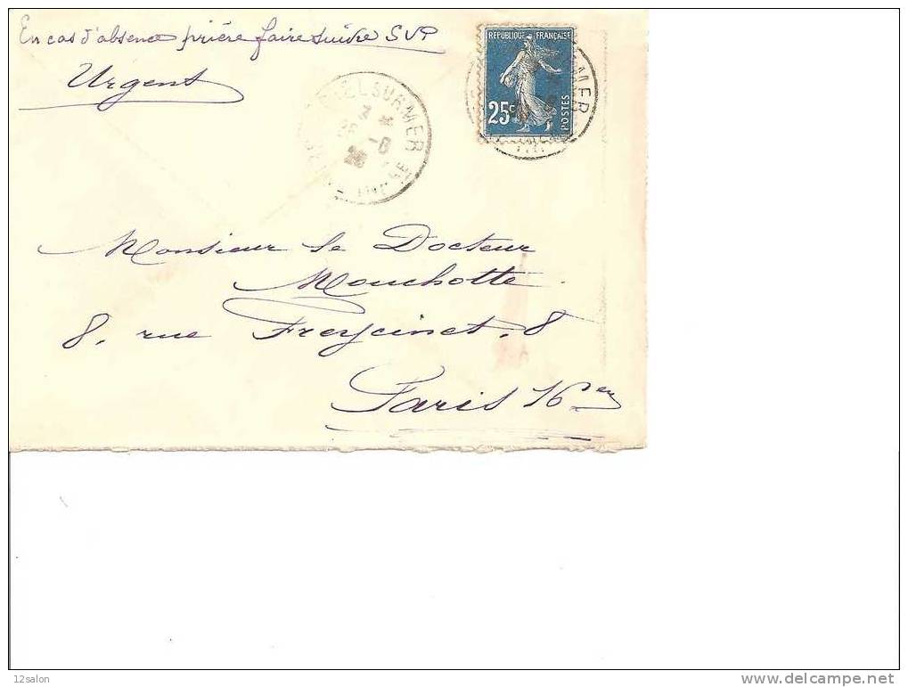 Lettre  N° 140 Oblitere CRIEL SUR MER - 1906-38 Semeuse Camée