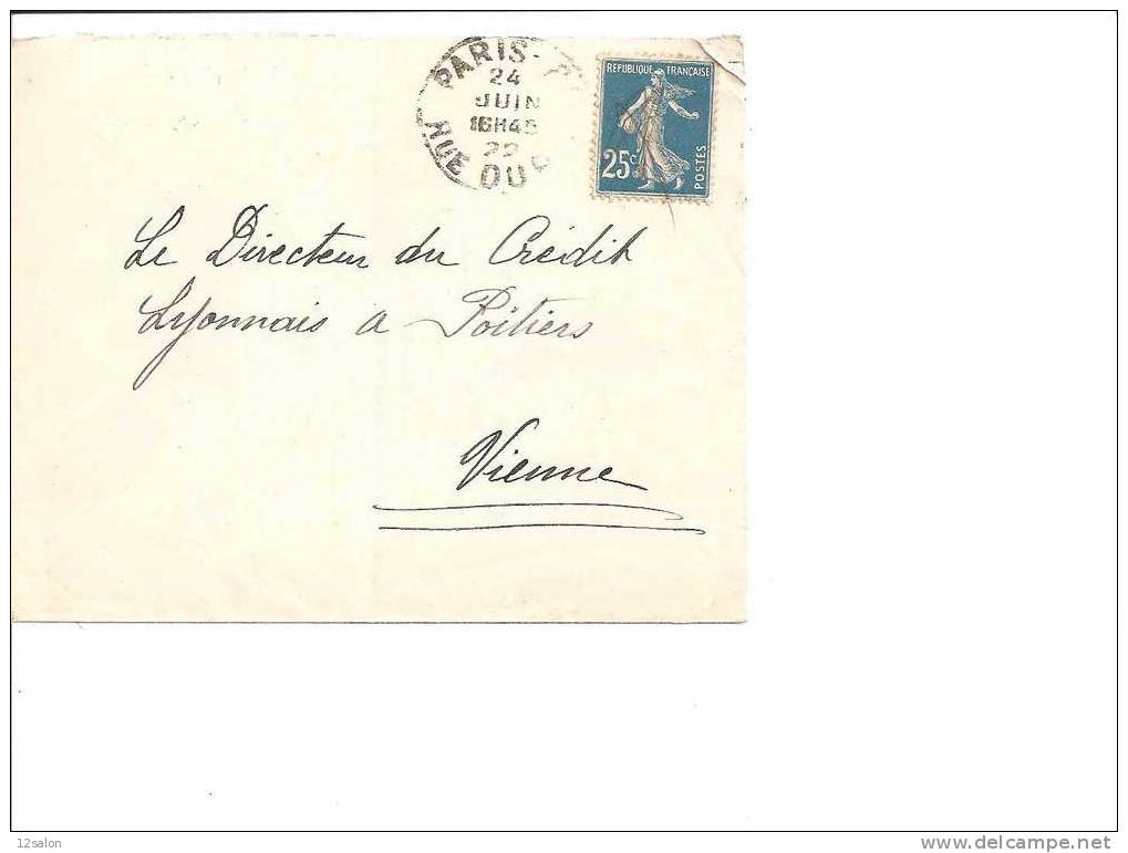 Lettre  N° 140 Oblitere PARIS - 1906-38 Säerin, Untergrund Glatt