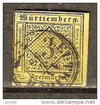 Germany (Wurttemberg 1851 (o) Mi.2  (Leutkirch Im Allgau 13.3.56) - Oblitérés